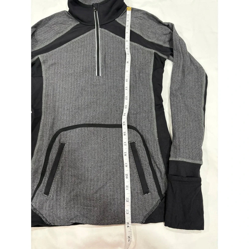 Ivivva Lululemon Speed Seeker Pullover Grey Black Herringbone 1/4 Zip Size 14 XS
